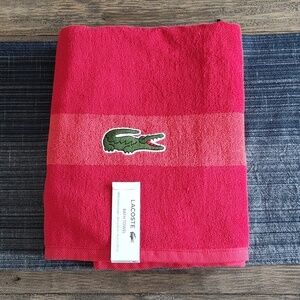 NEW LACOSTE Bath Towel Red